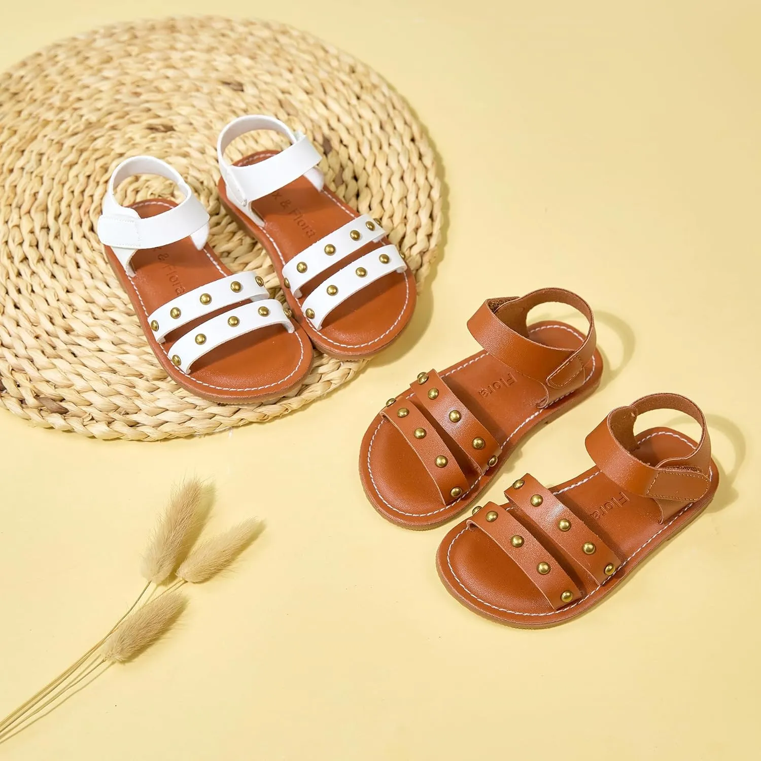 Felix & Flora Toddler Girl Sandals - Flower Girl Dress Shoes Open Toe Little Kid Summer Flats