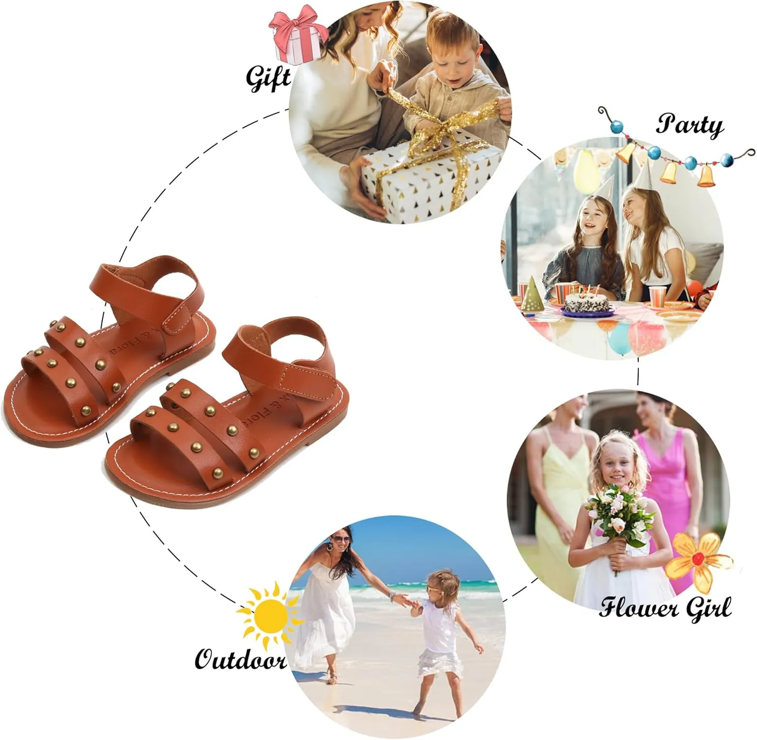 Felix & Flora Toddler Girl Sandals - Flower Girl Dress Shoes Open Toe Little Kid Summer Flats