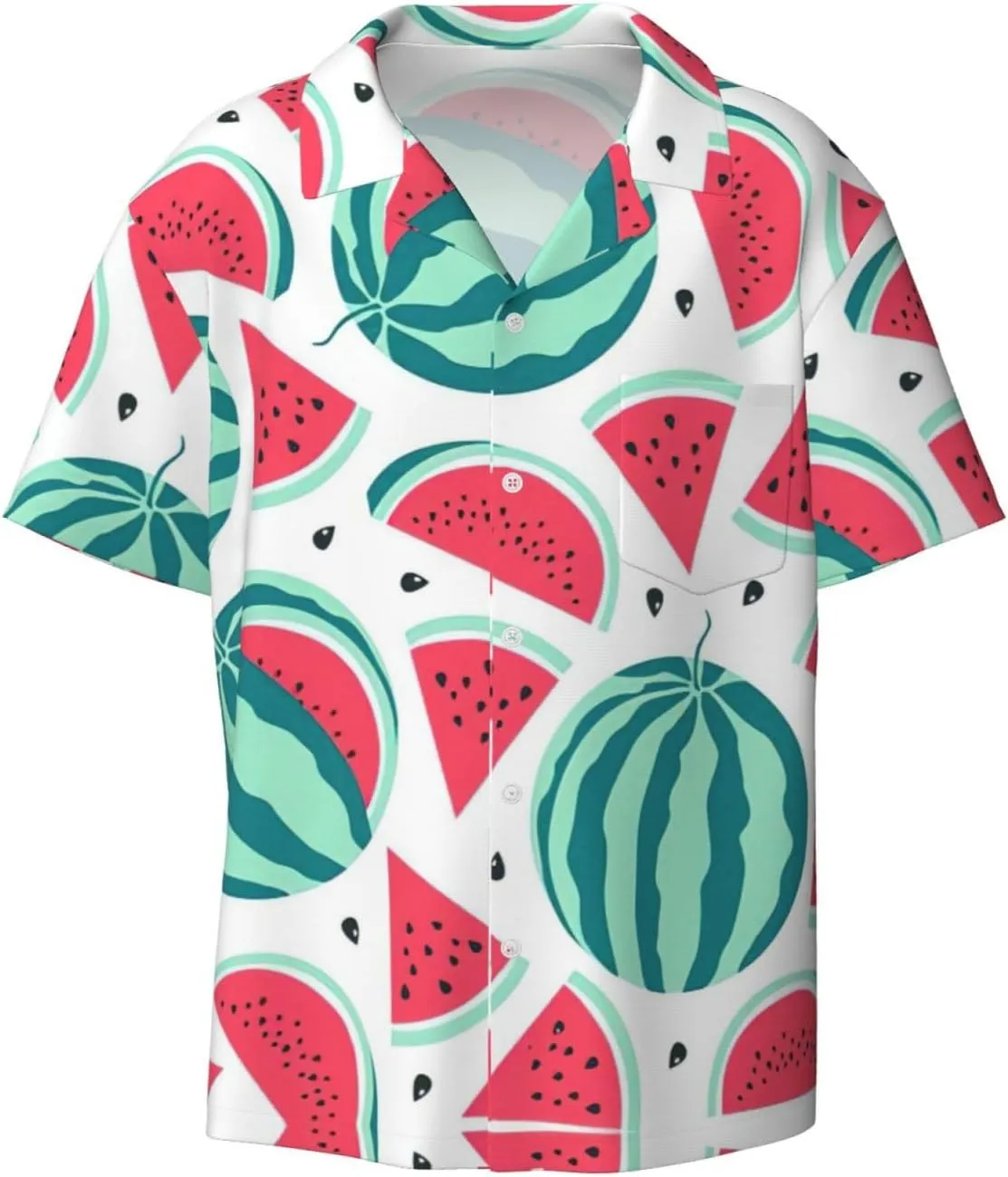 Fruits Watermelon Printing Men's Fashion Summer Short Sleeve Button Shirt with Pocket,S-4xl Cuban Shirt Hawaiian Shirt