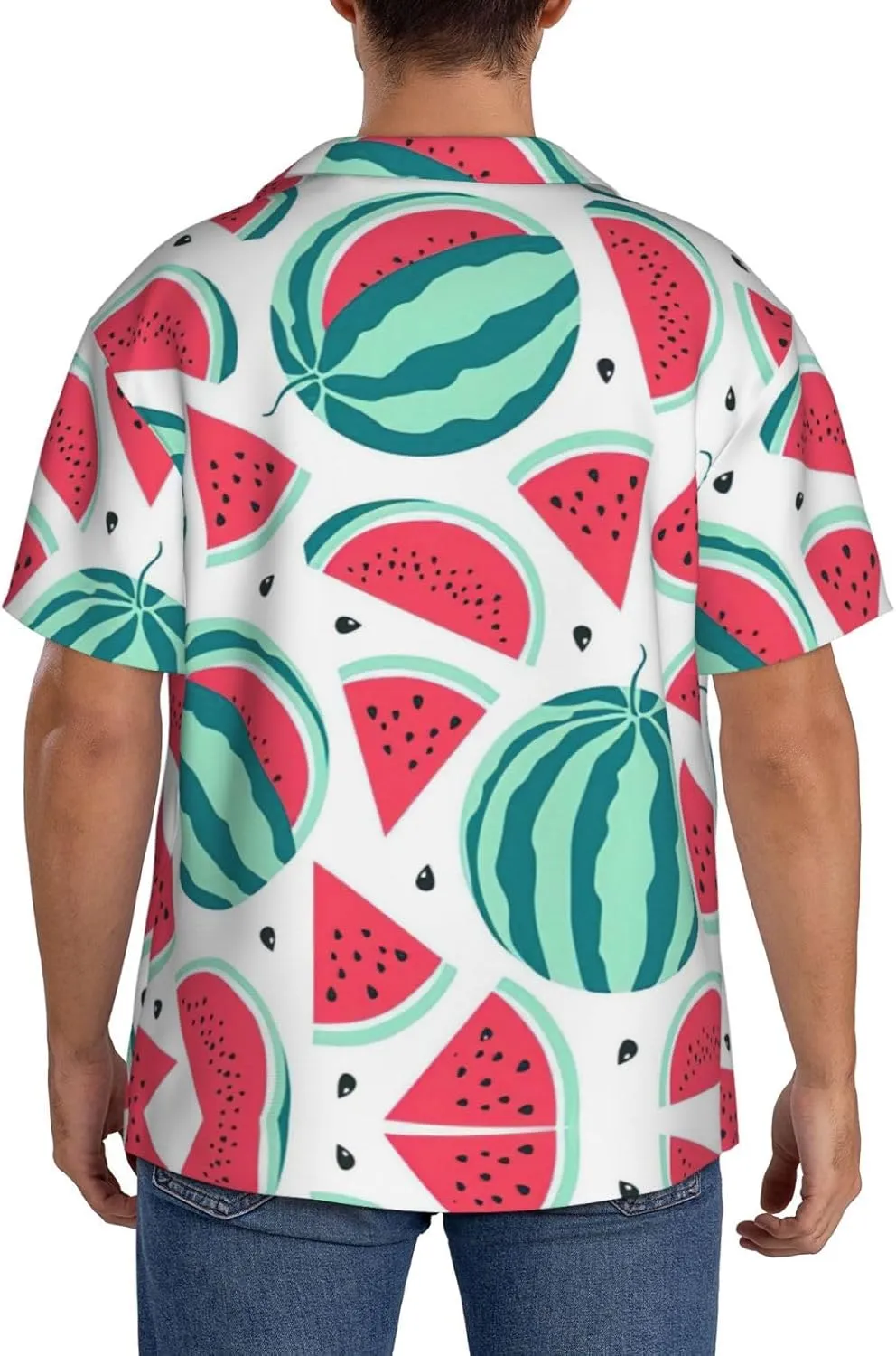 Fruits Watermelon Printing Men's Fashion Summer Short Sleeve Button Shirt with Pocket,S-4xl Cuban Shirt Hawaiian Shirt