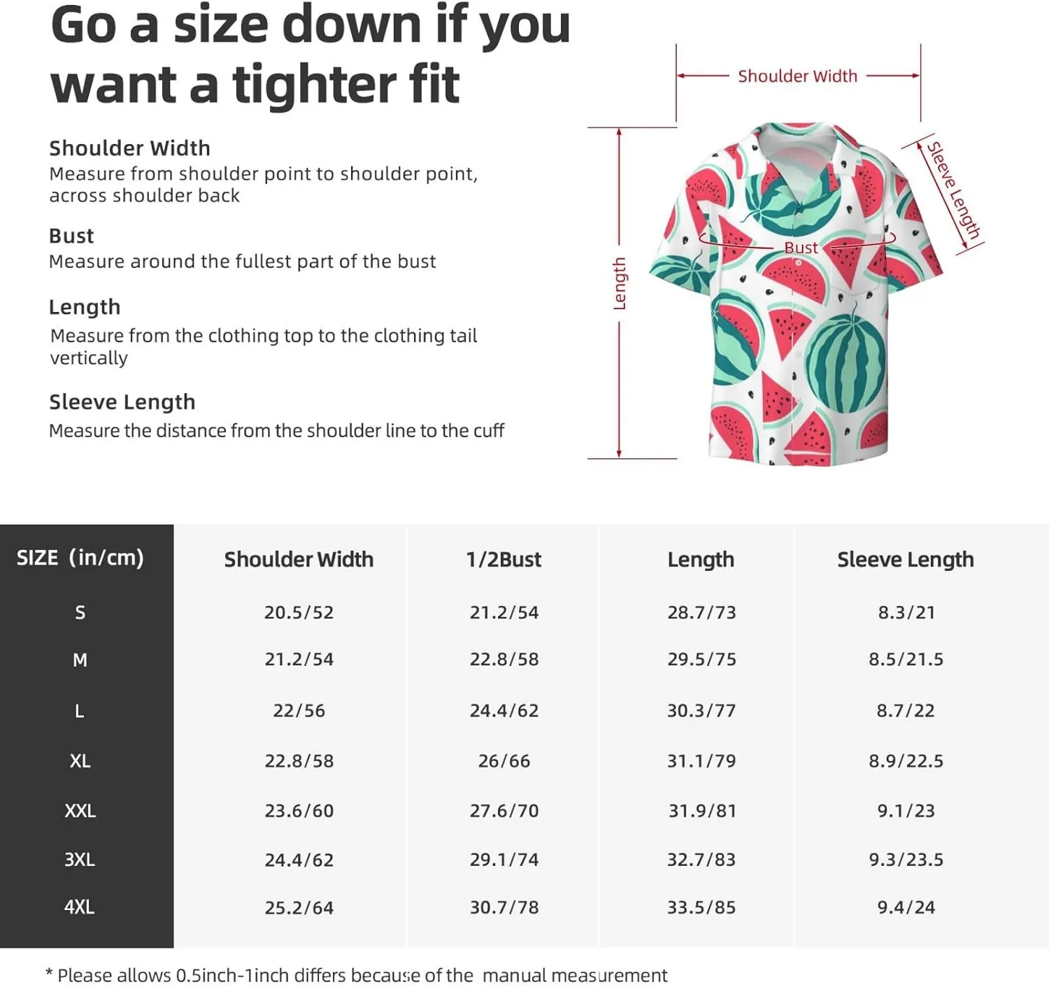Fruits Watermelon Printing Men's Fashion Summer Short Sleeve Button Shirt with Pocket,S-4xl Cuban Shirt Hawaiian Shirt