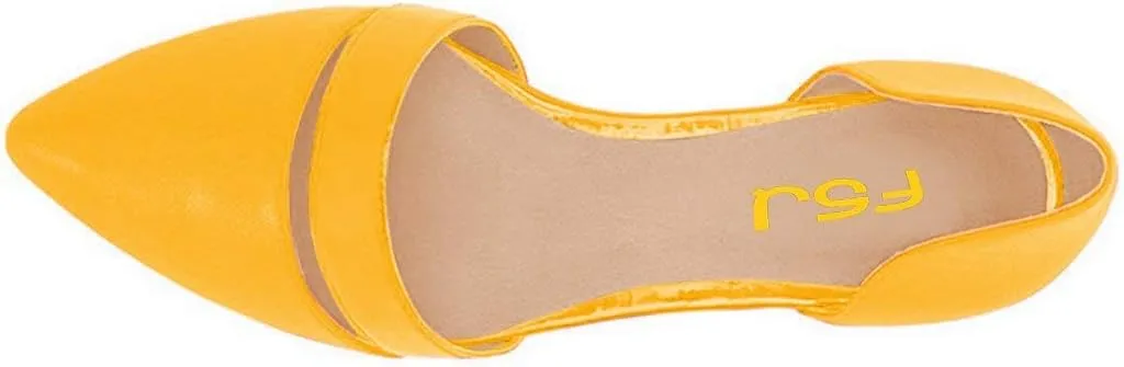 FSJ Women Cute D'Orsay Ballet Flat for Comfort Pointed Toe Low Heel Dress Casual Shoe Size 4-15 US
