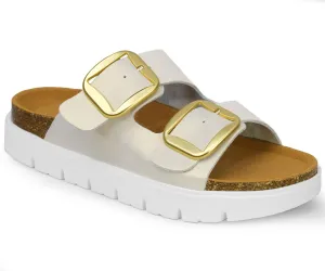 Genuine Leather Platform Sandals Women Slides Beach Essentials - Sandals for Women 2025 with High Elastic EVA Memory Foam Sole
