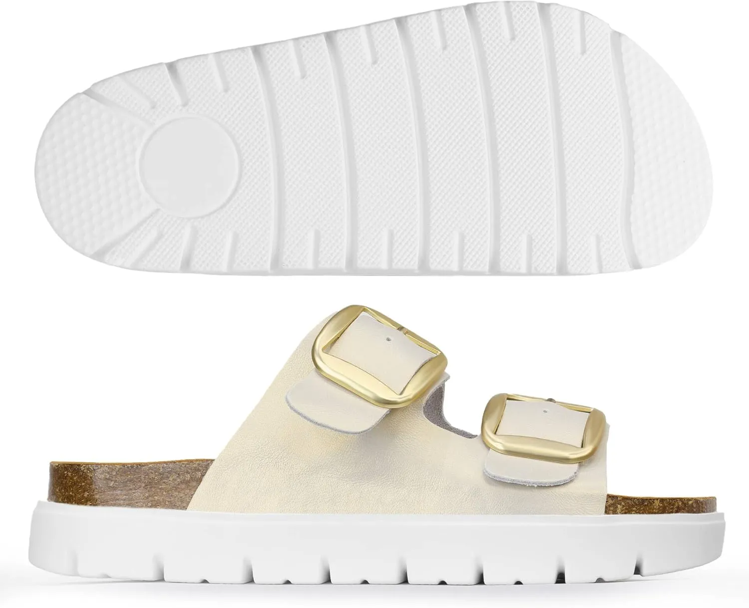 Genuine Leather Platform Sandals Women Slides Beach Essentials - Sandals for Women 2025 with High Elastic EVA Memory Foam Sole