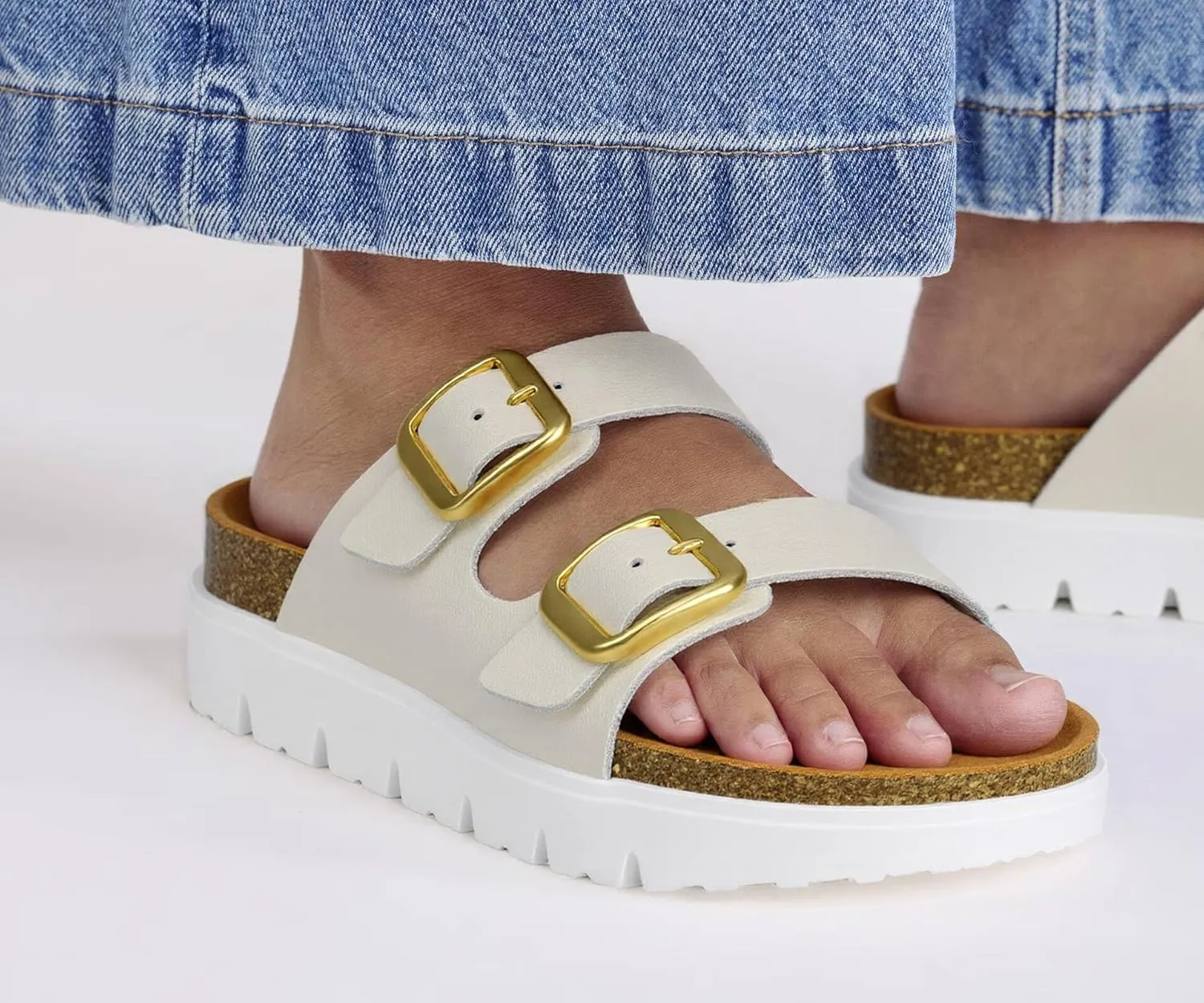 Genuine Leather Platform Sandals Women Slides Beach Essentials - Sandals for Women 2025 with High Elastic EVA Memory Foam Sole