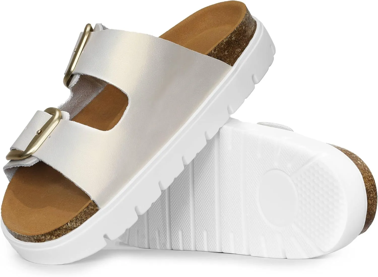 Genuine Leather Platform Sandals Women Slides Beach Essentials - Sandals for Women 2025 with High Elastic EVA Memory Foam Sole