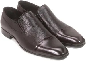 Golden Pass Men’s Brown Leather Slip-On Loafers – Formal Dress Shoes with Cap Toe, Double Gore Comfort Fit, Handcrafted Italian Style, Genuine Leather Sole (9)