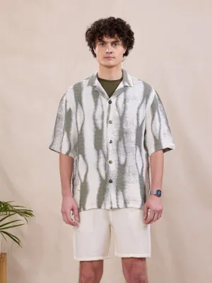 Green Abstract Print Resort Shirt