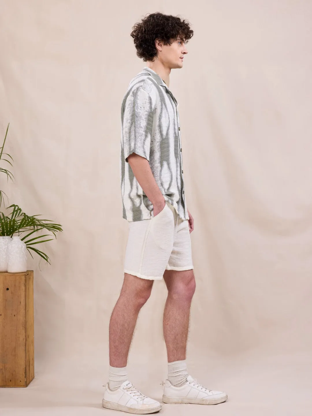 Green Abstract Print Resort Shirt