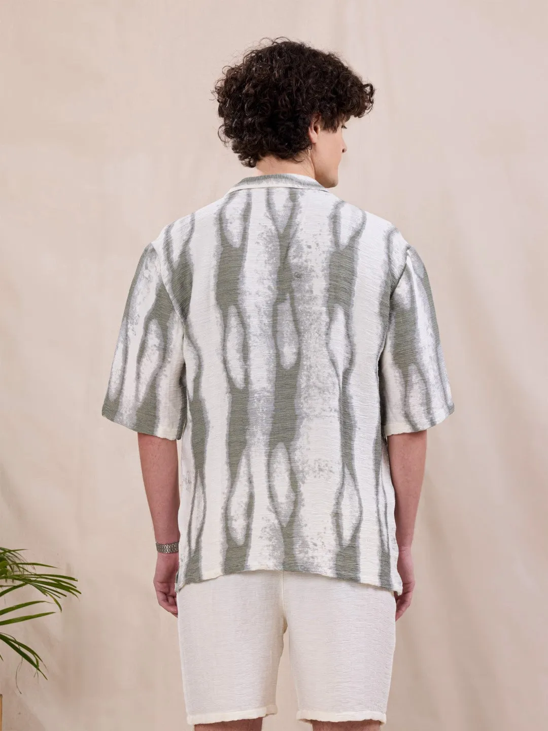 Green Abstract Print Resort Shirt