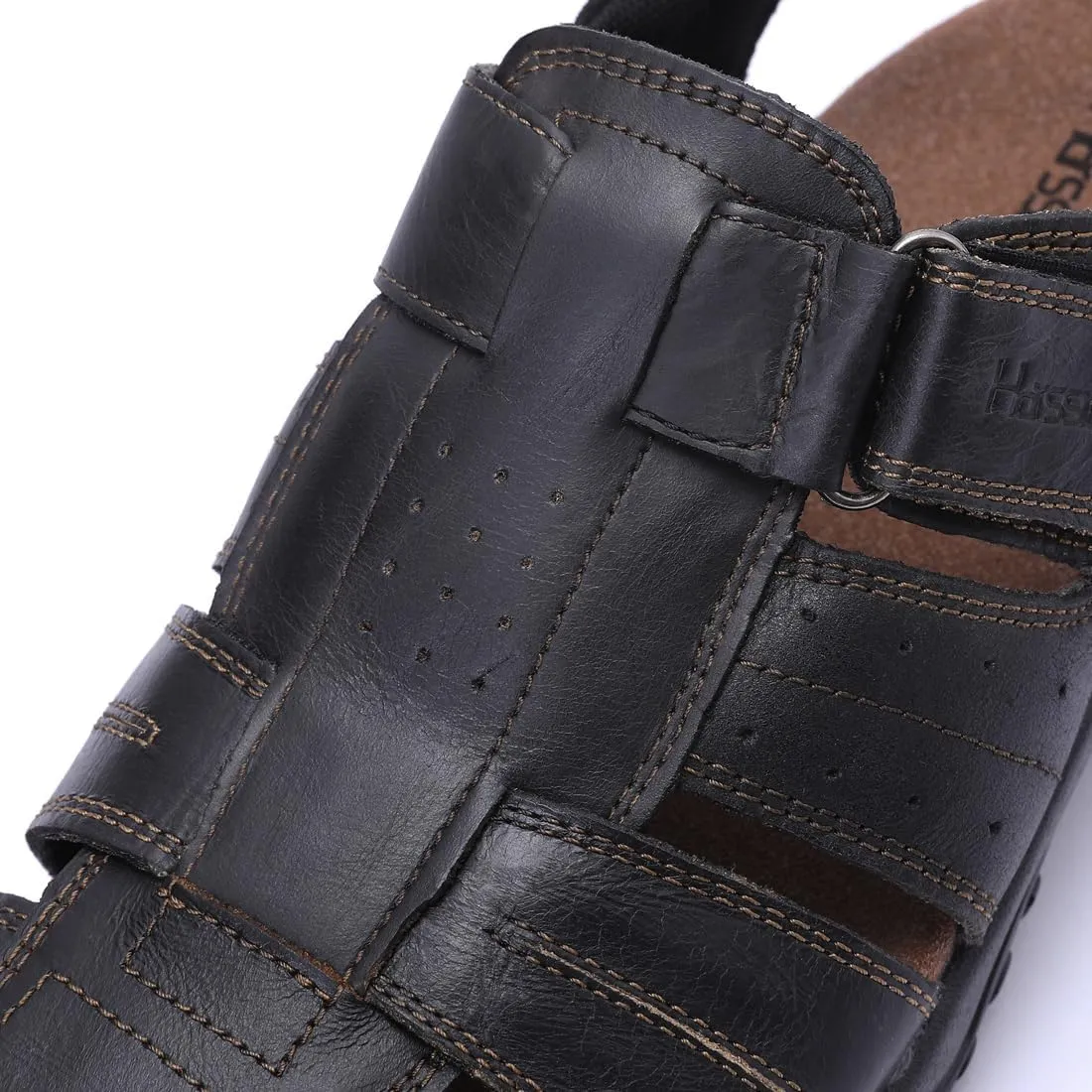 Harssidanzar Mens Leather Fisherman Sandals Closed Toe Sandal For Men KM226US