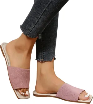 Hbeylia Sandals for Women Dressy Summer Fashion Knitted Square Open Toe Gladiator Flip Flops Comfortable Bohemian Slip On Indoor Outdoor Dressy Boho Casual Sandals