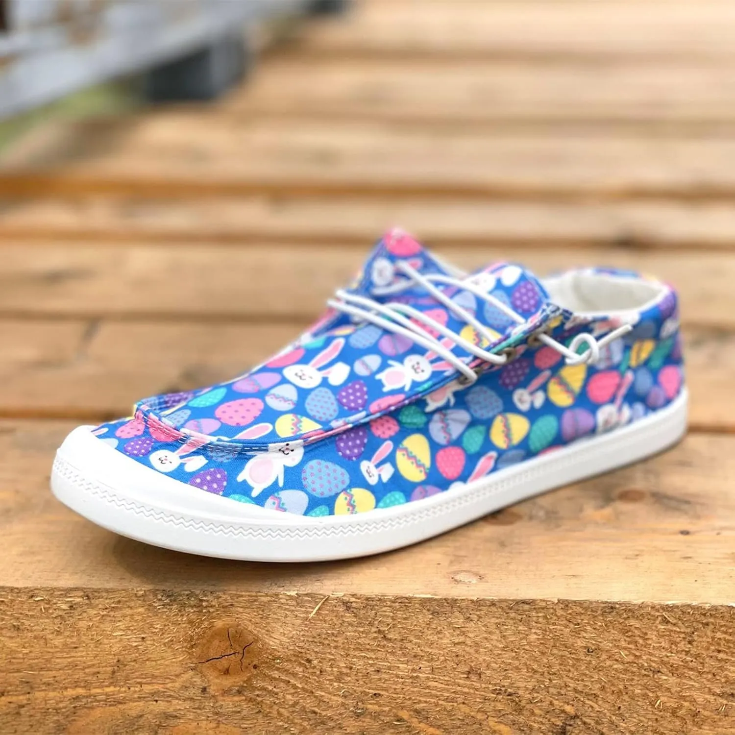 Hbeylia Women Shoes Linen Canvas Slip On Sneakers Lace Up Style Loafers Casual Printed Slip-On Flats Play Sneakers Lightweight Comfortable Sport Walking Shoes Loafers Tenis para Mujeres