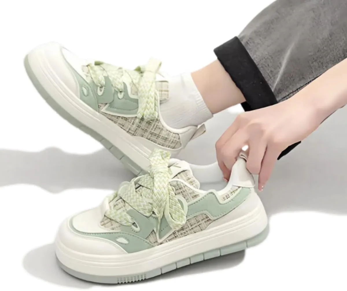 Heart Pattern Sneakers for Girls Fresh Spring Look Cute Y2K Walking Shoes Teens Comfy Footwear Sporty School Outfit Aesthetic