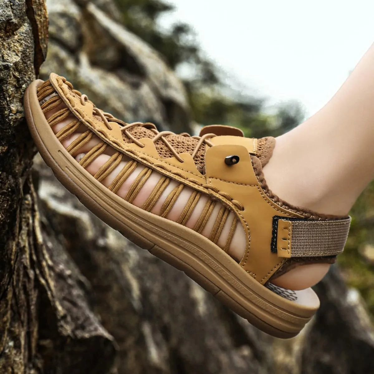 HESBITEUL Mens Sport Sandals Outdoor: Non-Slip MD Slide for Trail Hiking