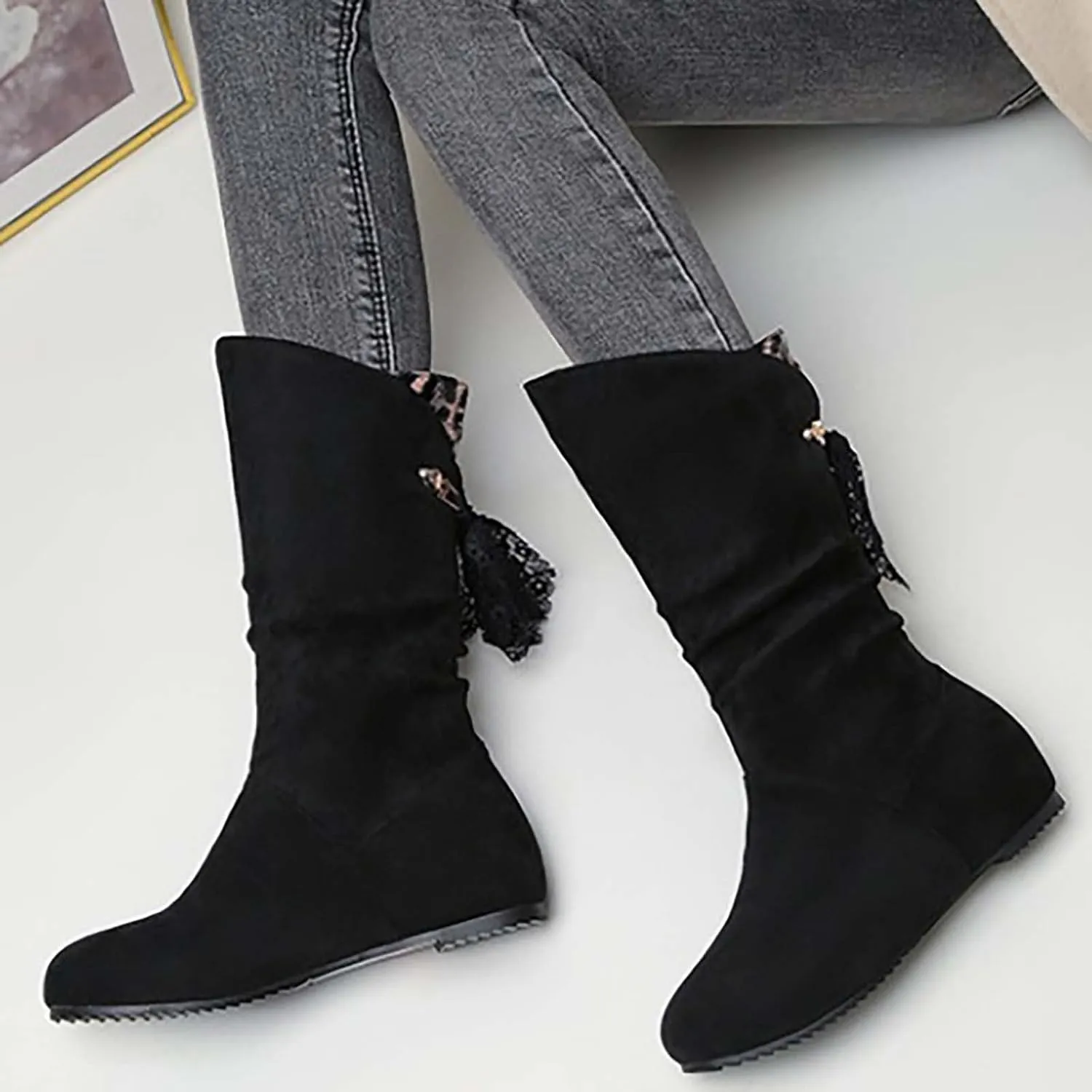 High Heel Ankle Boots for Women Women Fall Boots Womens High Heel Boots Slip On Ankle Boots Womens Ankle Boots Wide Calf Women Platform Wedge Booties Chunky Block Heel Ankle Boots