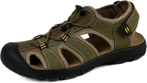 HNVAVQ Mens Outdoor Casual Sandals Leather Closed Toe Sandals Anti Slip Beach Sandals Waterproof Fishing Shoes