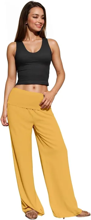 Hybrid & Company Womens Super Comfy Flowy Wide Leg Palazzo Pants Made in USA