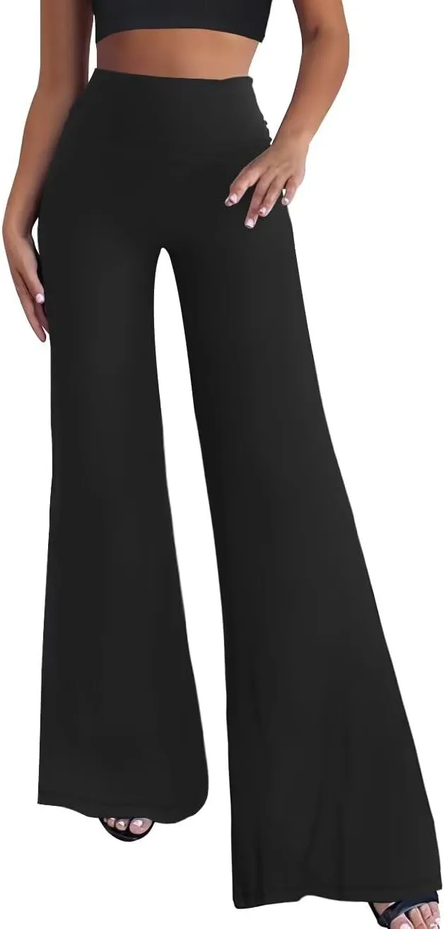Hybrid & Company Womens Super Comfy Flowy Wide Leg Palazzo Pants Made in USA