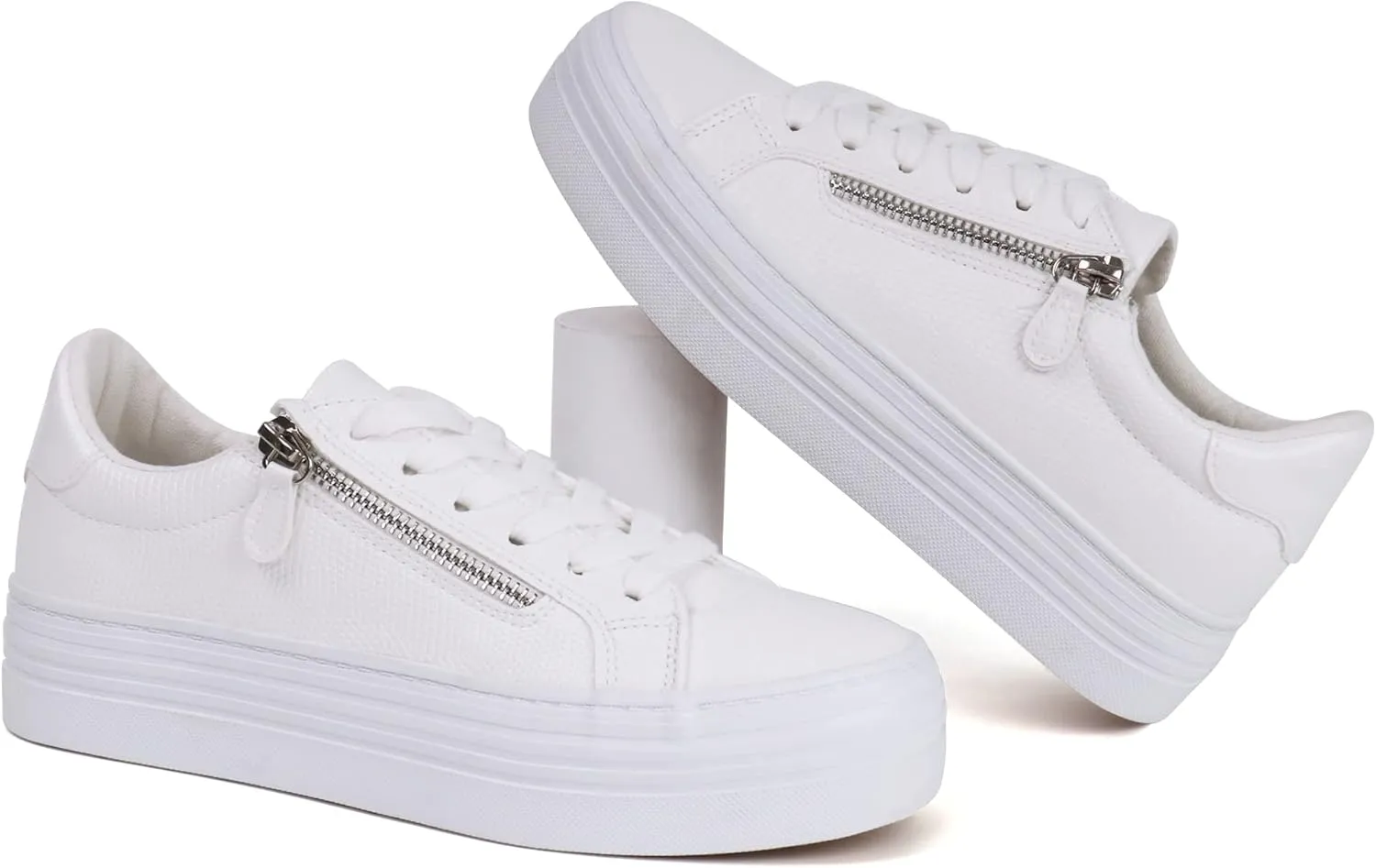 JABASIC Women Lace Up Platform Sneakers Casual Walking Shoes Low top Fashion Sneakers