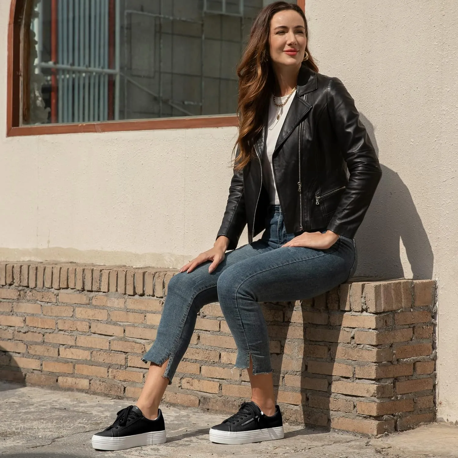 JABASIC Women Lace Up Platform Sneakers Casual Walking Shoes Low top Fashion Sneakers