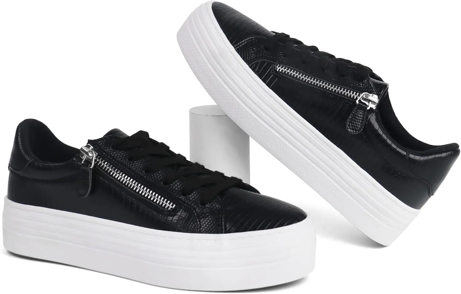 JABASIC Women Lace Up Platform Sneakers Casual Walking Shoes Low top Fashion Sneakers