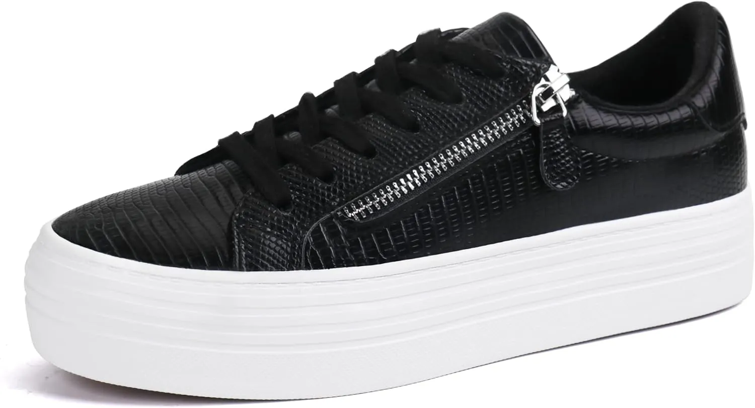 JABASIC Women Lace Up Platform Sneakers Casual Walking Shoes Low top Fashion Sneakers