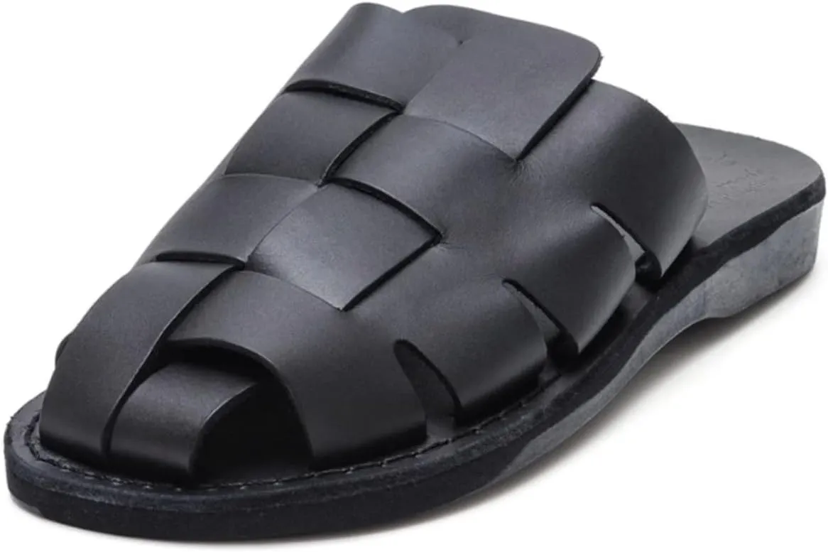 Jerusalem Sandals Sailor - Leather Braided Mule Slide - Men Sandals