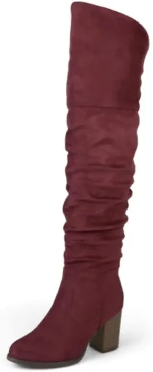Journee Women's Wide Calf Kaison Boots Wine, 7.5