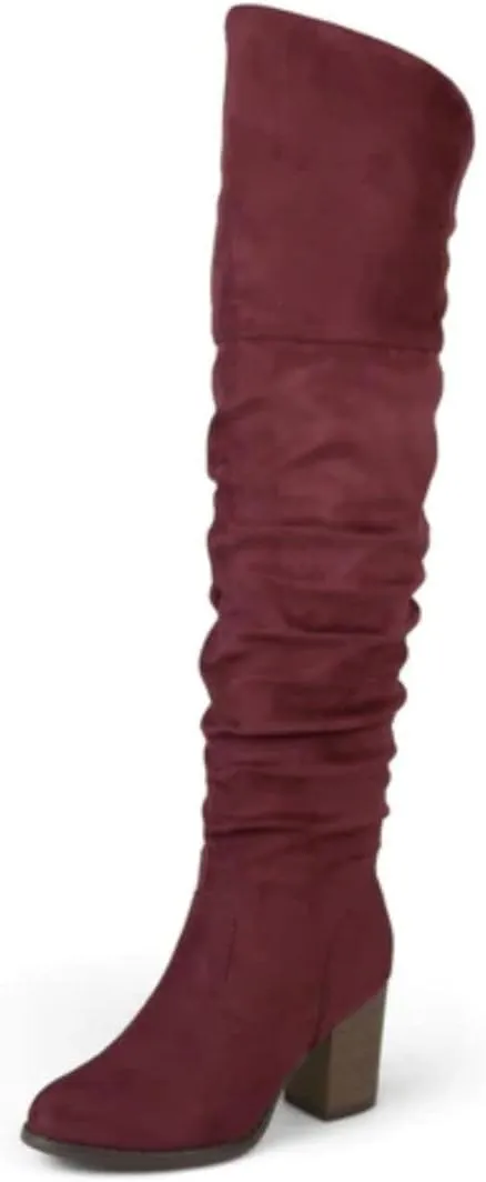 Journee Women's Wide Calf Kaison Boots Wine, 7.5