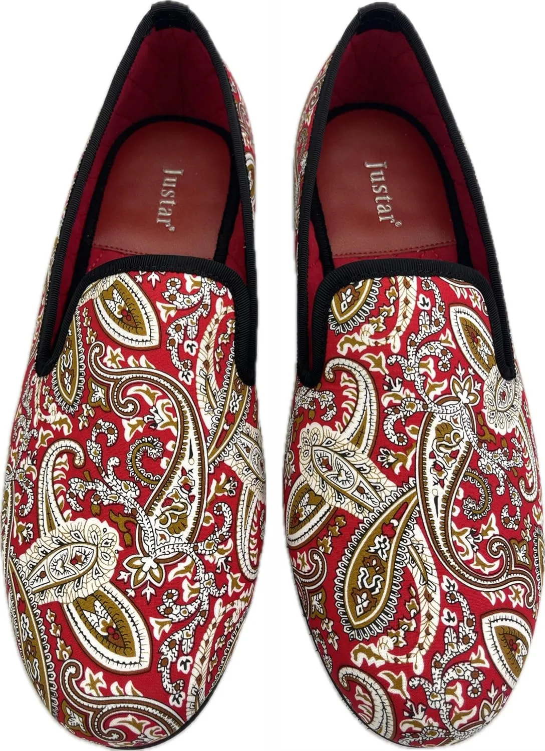 Justar Men's Designer Loafers Casual Leather Dress Shoes Evening Slip On Printed Smoking Slippers Driving Flats Blue Red