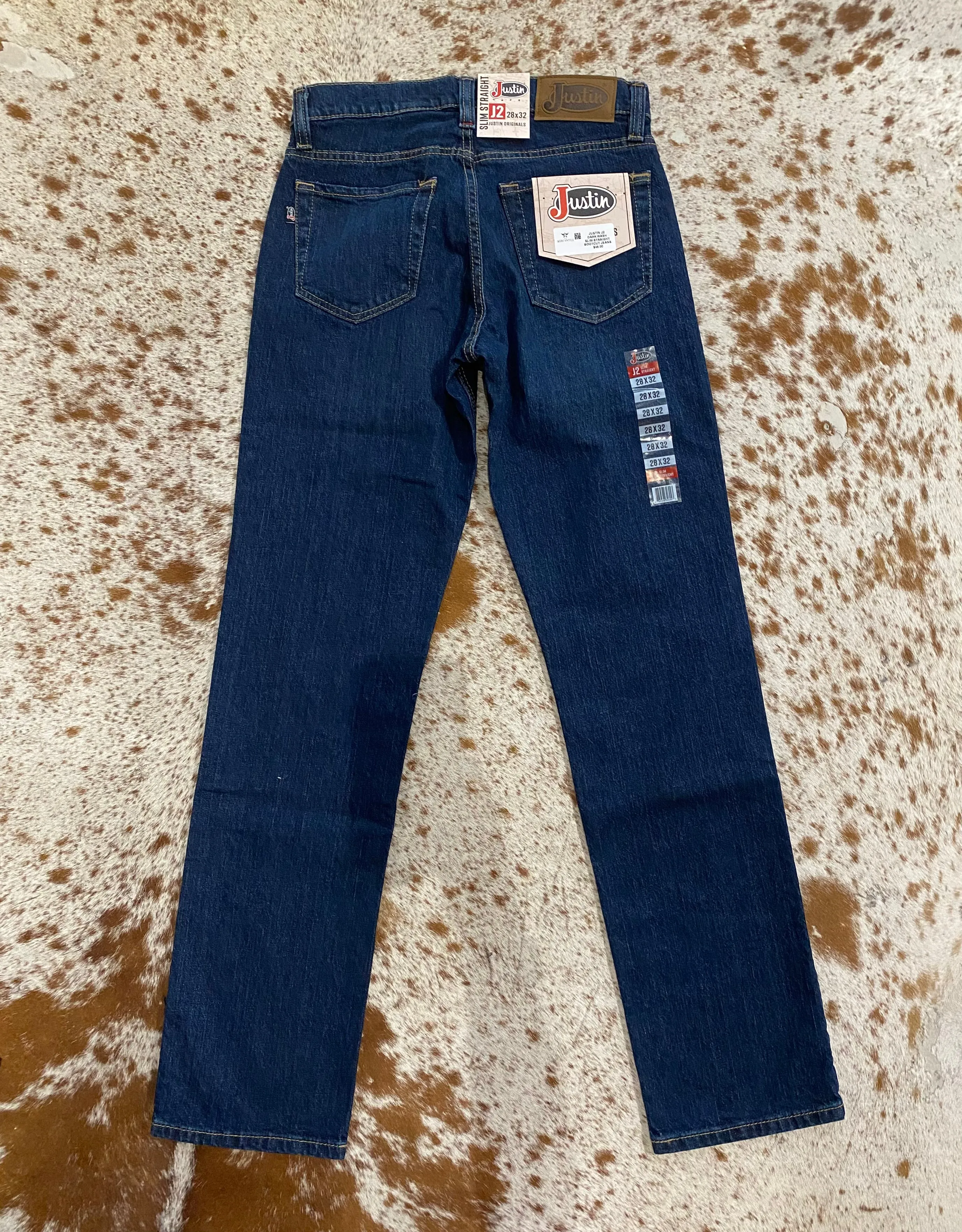 Justin J2 1879 Denim Men's Dark Wash Slim Straight Jeans