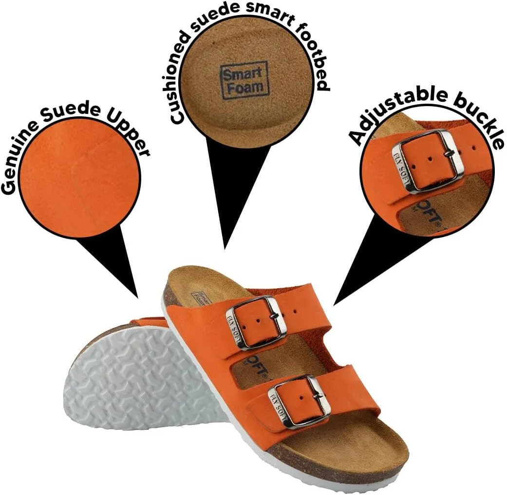 Kids' 100% Genuine Leather Sandals - Comfortable Smart Foam Footbed, Adjustable Straps, Durable Non-Slip Sole and Stylish