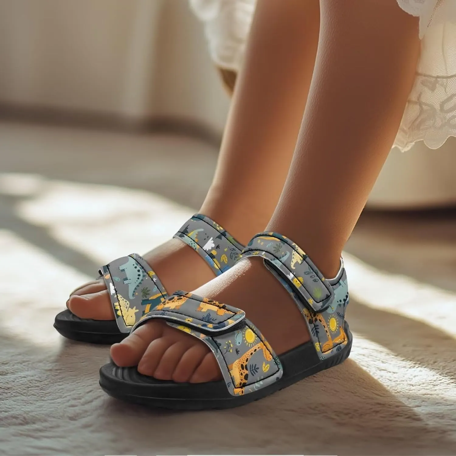 Kids Sandals Summer Non-slip Open Toe Slippers Double Buckle Toddler Two Strapped Teens Casual Athletic Summer Shoe