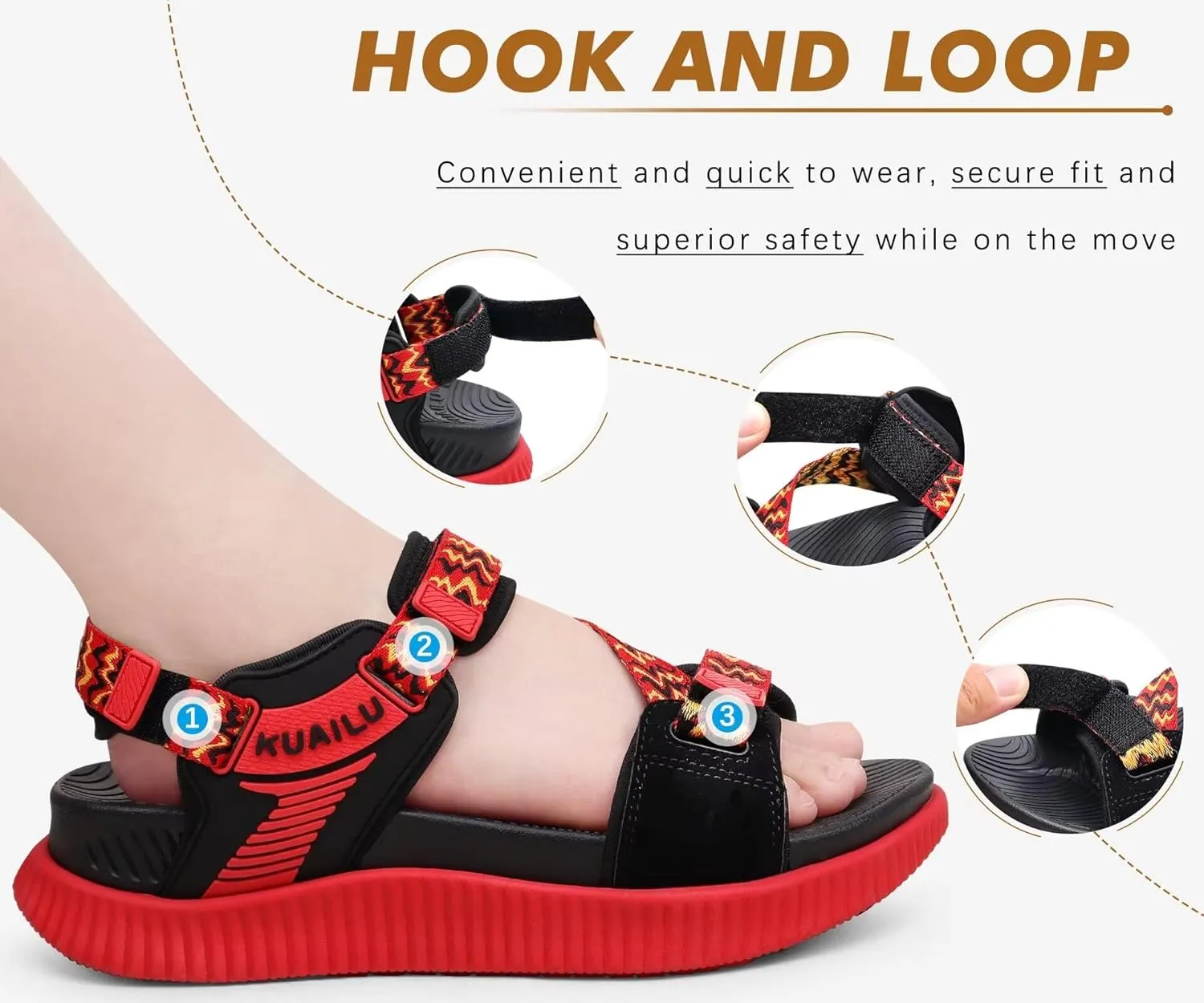 KuaiLu Womens Orthopedic Walking Sandals Recovery Sport Outdoor Hiking Water Sandles Thick Athletic Cushion Adjustable Leather Strap Sandals with Comfortable Plantar Fasciitis Arch Support