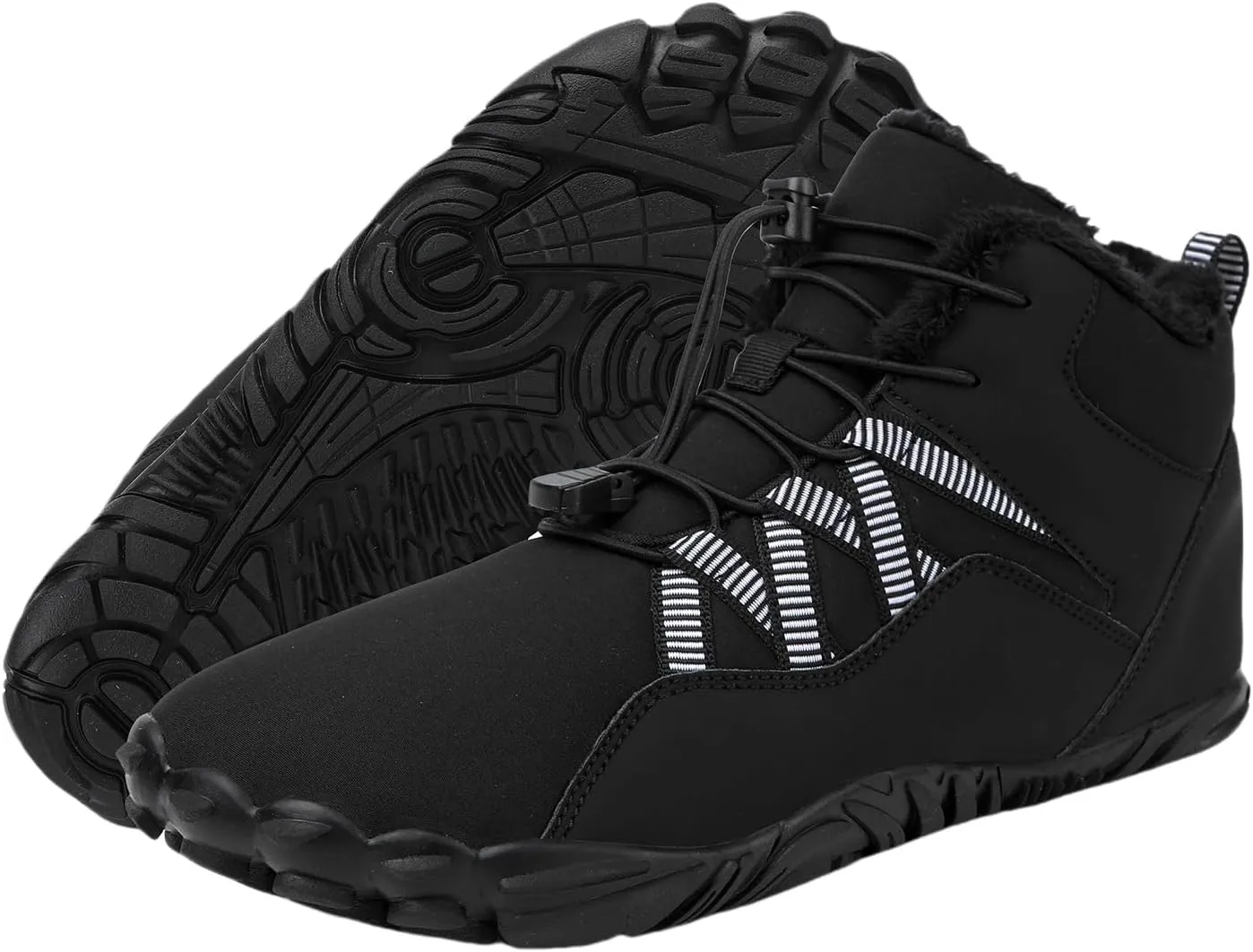 Kubbon Women's Winter Snow Boots Lightweight Fur Lined Thick Warm Adjustable Slip-On Shoes Zero Drop Boots Wide Toe Box Toes Shoes Waterproof Outdoor Hiking Sneakers
