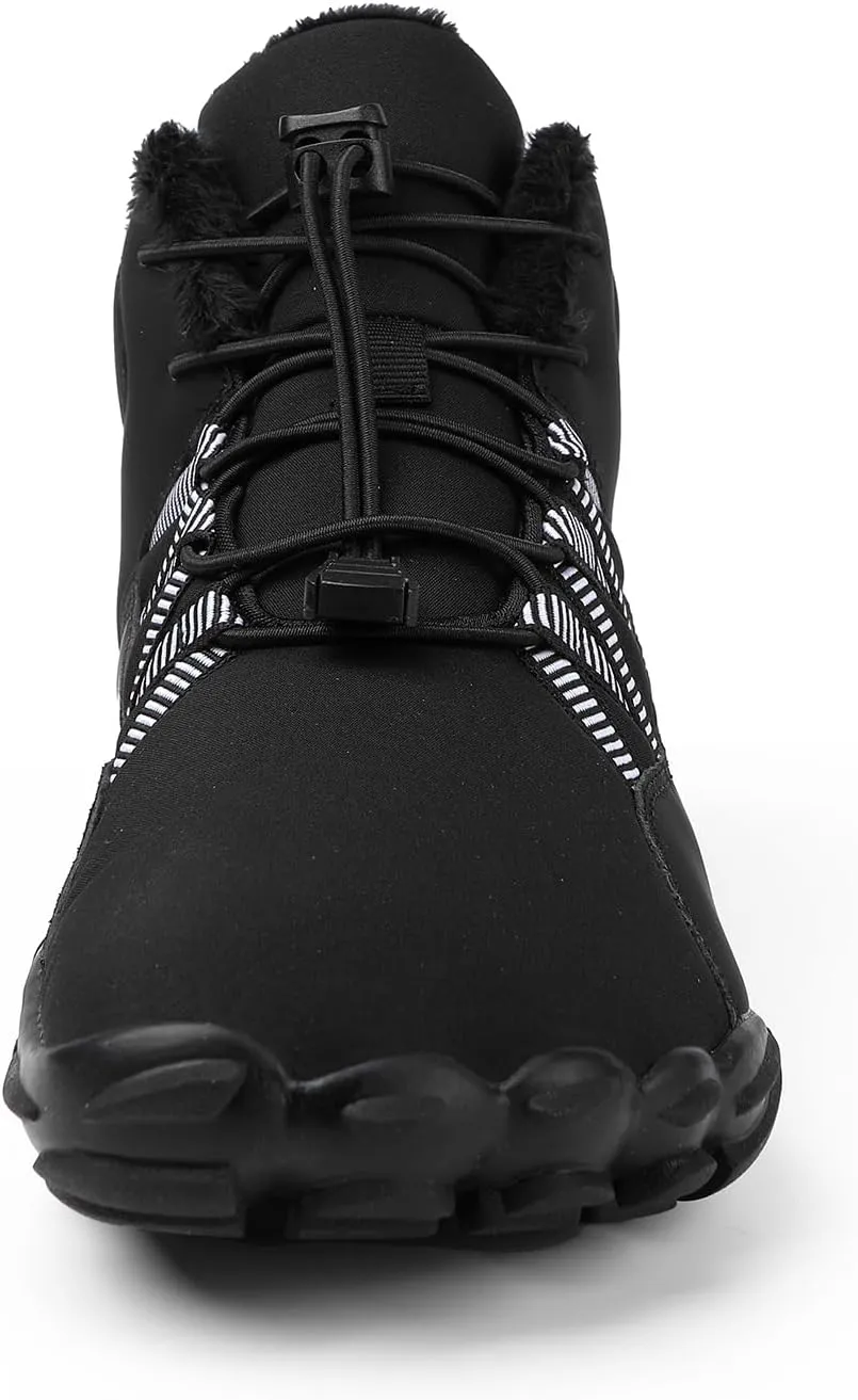 Kubbon Women's Winter Snow Boots Lightweight Fur Lined Thick Warm Adjustable Slip-On Shoes Zero Drop Boots Wide Toe Box Toes Shoes Waterproof Outdoor Hiking Sneakers