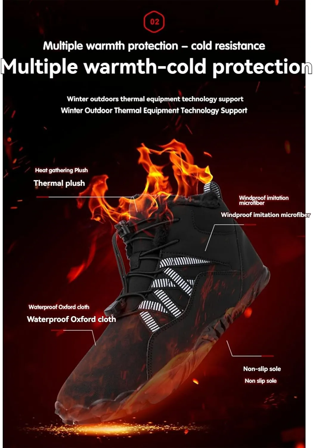 Kubbon Women's Winter Snow Boots Lightweight Fur Lined Thick Warm Adjustable Slip-On Shoes Zero Drop Boots Wide Toe Box Toes Shoes Waterproof Outdoor Hiking Sneakers