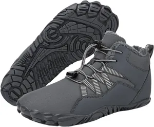 Kubbon Women's Winter Snow Boots Lightweight Fur Lined Thick Warm Adjustable Slip-On Shoes Zero Drop Boots Wide Toe Box Toes Shoes Waterproof Outdoor Hiking Sneakers
