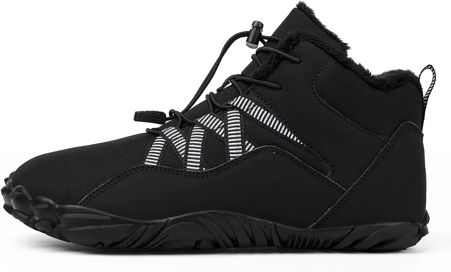 Kubbon Women's Winter Snow Boots Lightweight Fur Lined Thick Warm Adjustable Slip-On Shoes Zero Drop Boots Wide Toe Box Toes Shoes Waterproof Outdoor Hiking Sneakers