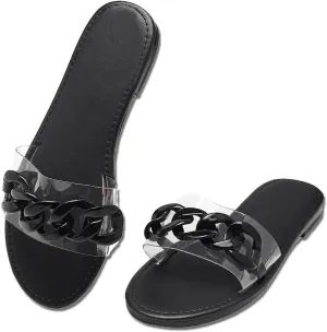 Ladies slipper shoes chain style bands style outdoor indoor flat with sandals.