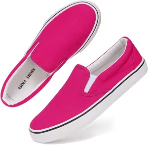 Low-Top Slip Ons Women's Fashion Sneakers Casual Canvas Sneakers for Women Comfortable Flats Breathable Padded Insole Slip on Sneakers Women Low Slip on Shoes