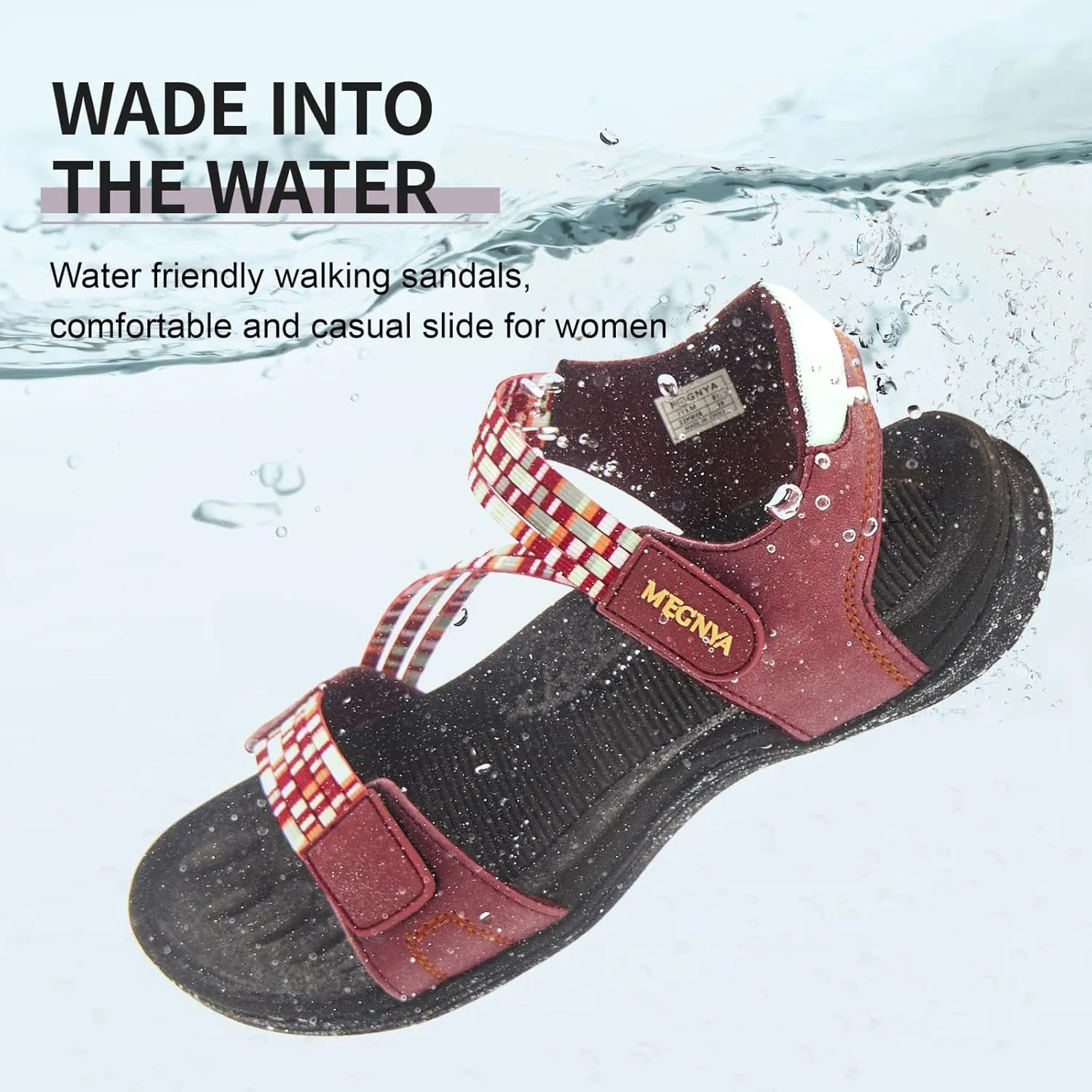 MEGNYA Comfortable Hiking Sandals for Womens, Classic Sport Walking Sandals with Adjustable Straps, Casual Summer Athletic Sandals for Trekking, Camping, Trip