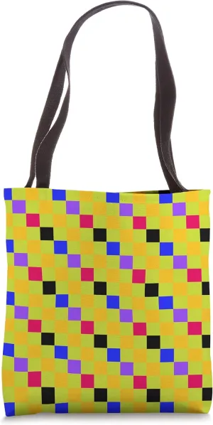 Memphis Skater Acid Green Checker Pattern Tote Bag