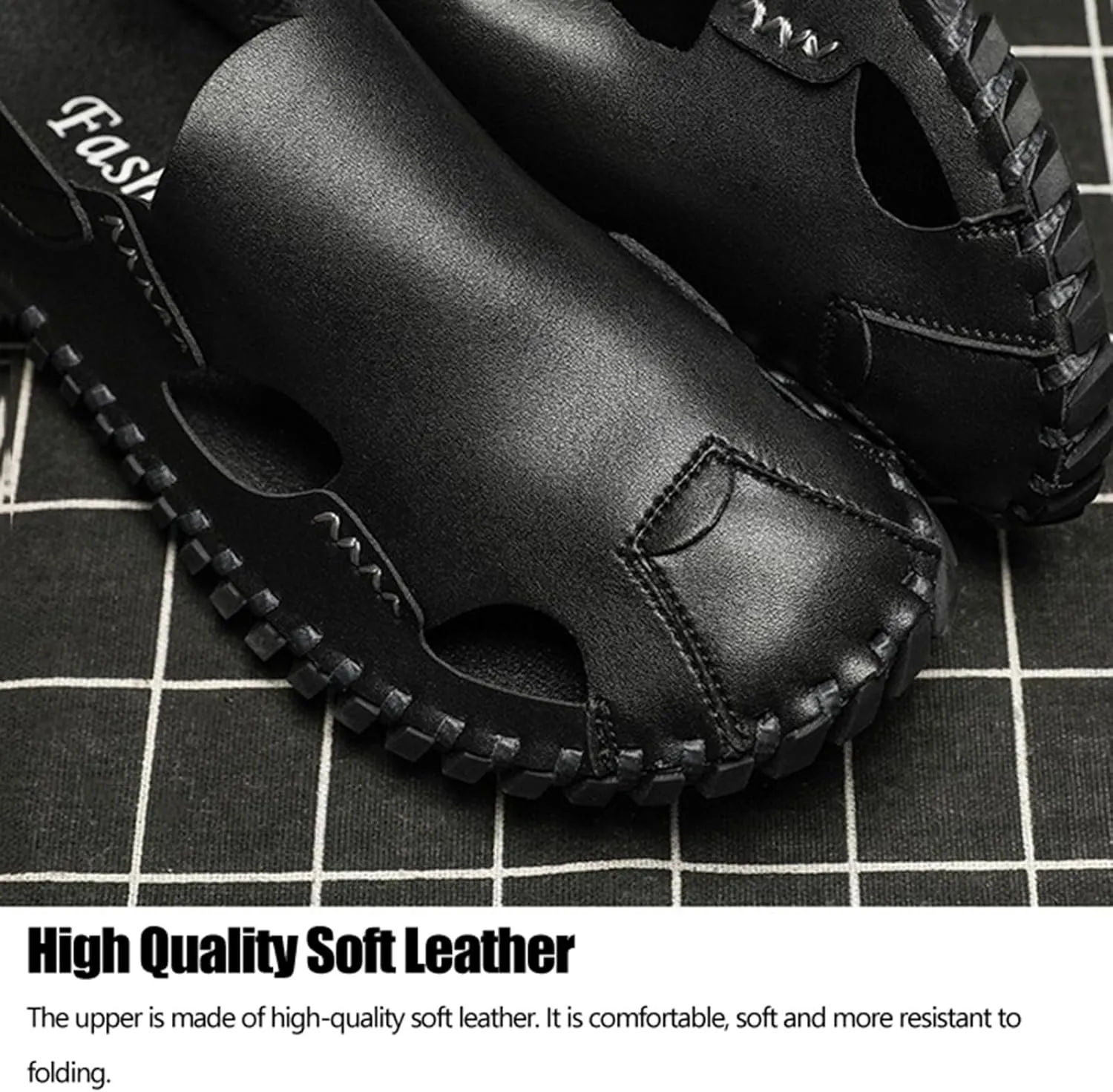 Men's Closed Toe Leather Handmade Sandals,Outdoor Hiking Sandals Closed Toe Leather Athletic Lightweight Trail Walking Casual Sandals Water Shoes Fisherman Beach Shoes