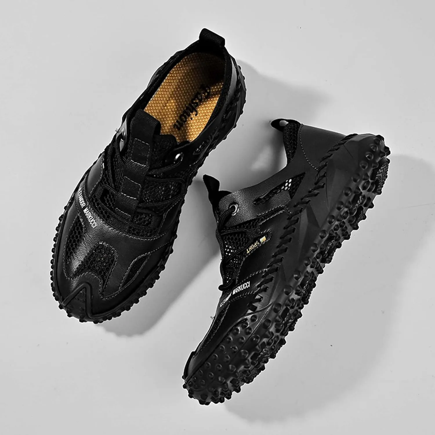 Men's Closed Toe Sandals-Summer Sports Sandals-Casual Breathable Mesh Handmade Sandals-Casual Sneakers-Quick Drying Beach Sandals-Outdoor Non-Slip Hiking Trail Climbing Shoes