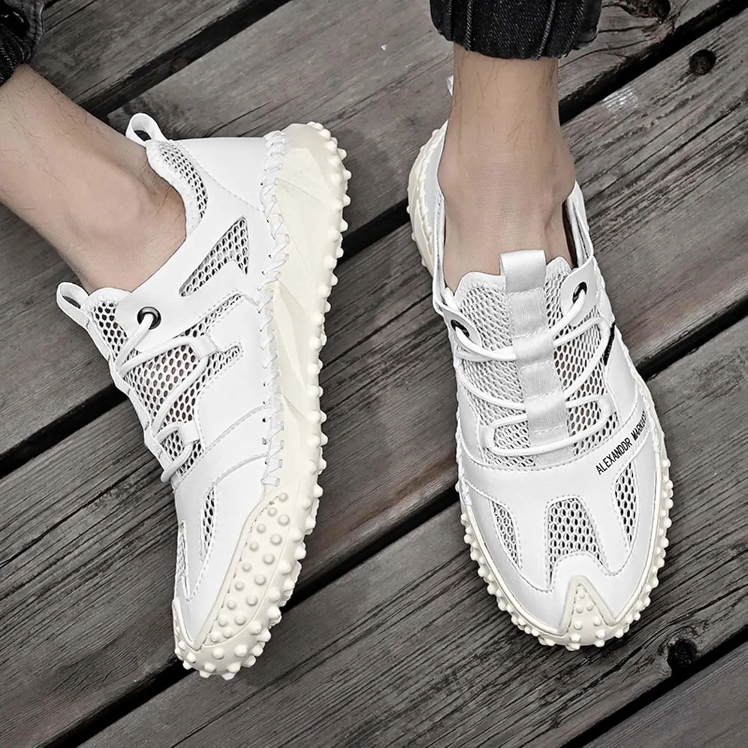 Men's Closed Toe Sandals-Summer Sports Sandals-Casual Breathable Mesh Handmade Sandals-Casual Sneakers-Quick Drying Beach Sandals-Outdoor Non-Slip Hiking Trail Climbing Shoes