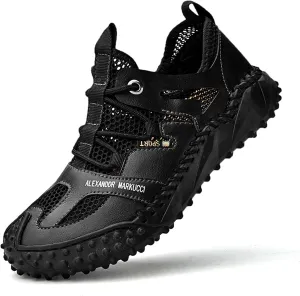 Men's Closed Toe Sandals-Summer Sports Sandals-Casual Breathable Mesh Handmade Sandals-Casual Sneakers-Quick Drying Beach Sandals-Outdoor Non-Slip Hiking Trail Climbing Shoes