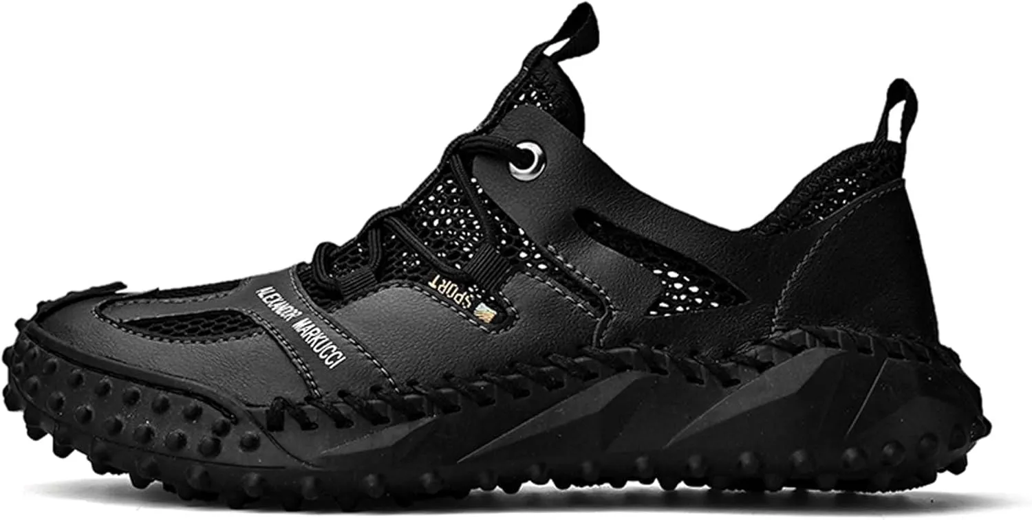 Men's Closed Toe Sandals-Summer Sports Sandals-Casual Breathable Mesh Handmade Sandals-Casual Sneakers-Quick Drying Beach Sandals-Outdoor Non-Slip Hiking Trail Climbing Shoes