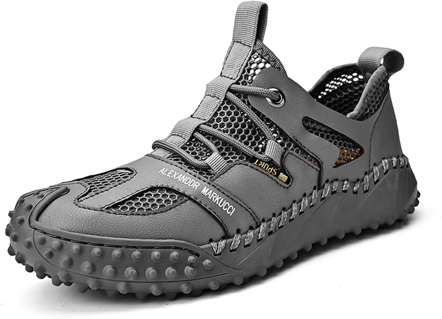 Men's Closed Toe Sandals-Summer Sports Sandals-Casual Breathable Mesh Handmade Sandals-Casual Sneakers-Quick Drying Beach Sandals-Outdoor Non-Slip Hiking Trail Climbing Shoes